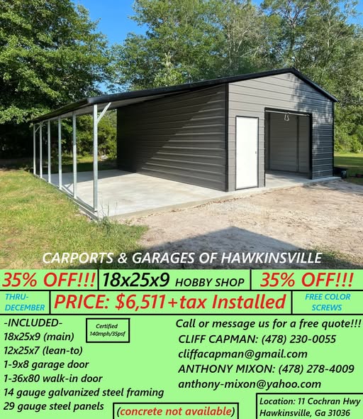 Metal carport with enclosed storage